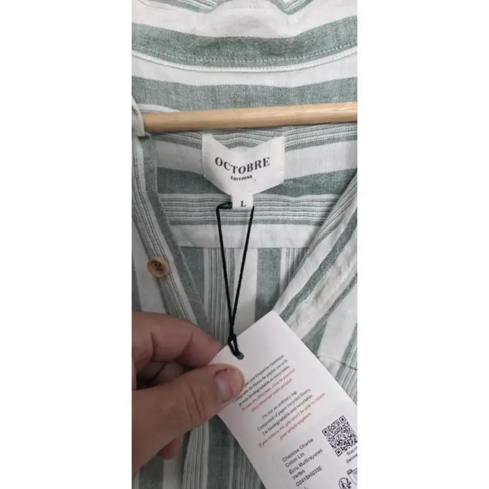 Sezane Octobre Chemise Charlie Striped Size Large Striped New With Tags_4